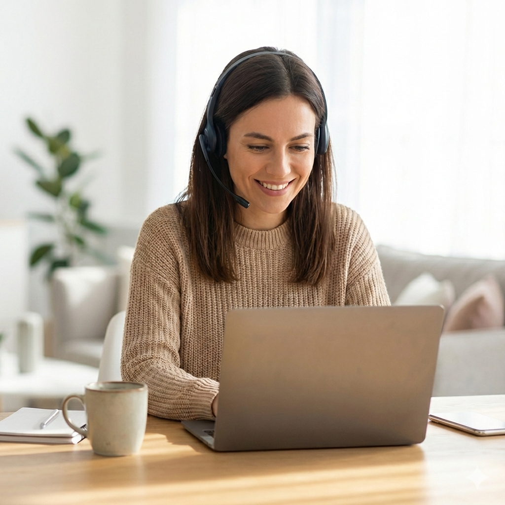 Gestora dental trabajando de forma remota
